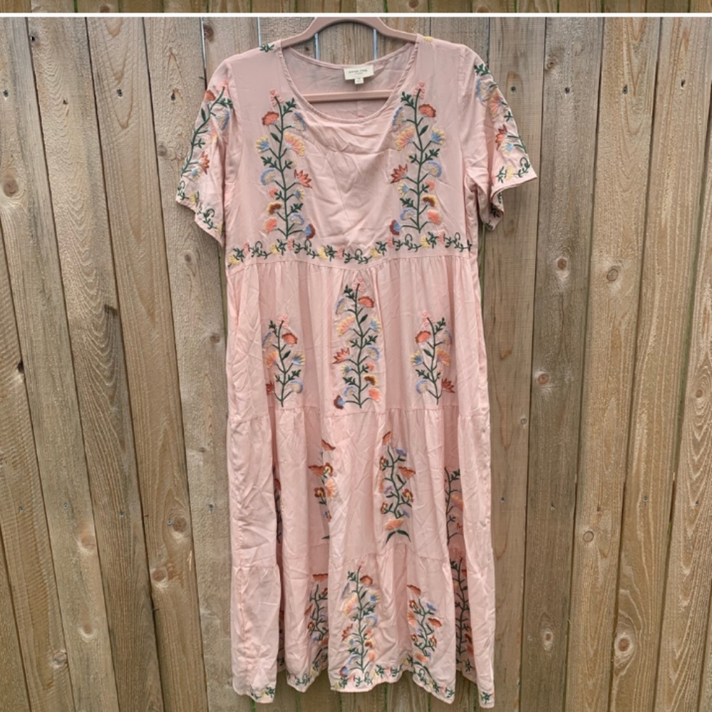 ORANGE CREEK | Blush Pink Embroidered Midi Dress